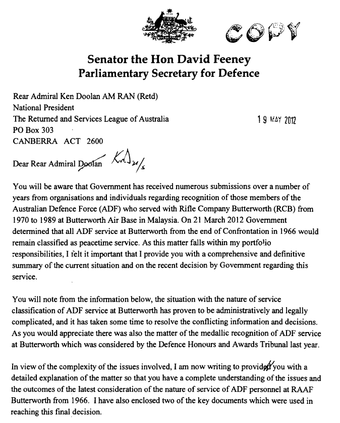 Senator the Hon David Feeney – Parliamentary Secretary for Defence 19th May 2012
